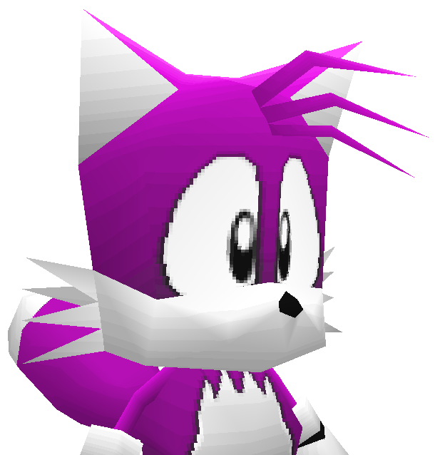 The profile picture of the nekobu channel, a headshot of a low-poly model of Tails from the Sonic series. His fur is fuchsia.